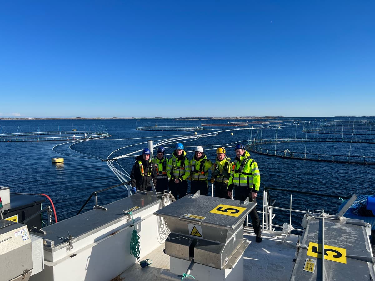 driftsteamet Seks menn på en oppdrettslokalitet